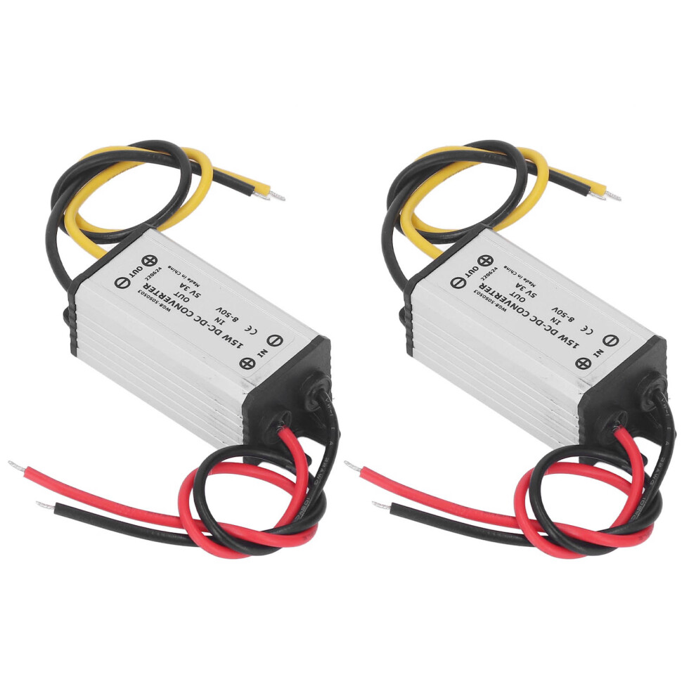 2 Pcs Voltage Buck Converter Dc 8-50V To 5V 3A 15W Waterproof Ip68 4601372777017