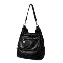 Sac à dos décontracté en PU pour dames, sac à bandoulière-Noir