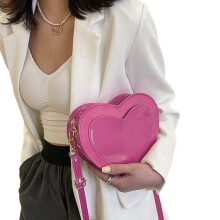 Vintage PU Handbag Compact and Fashionable Shoulder-Hot Pink