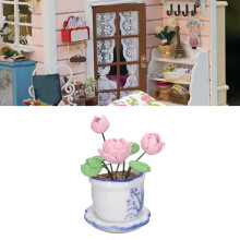 Miniature décor de maison de poupée en résine à l’échelle 1:12, lotus en pot, hauteur de 5 cm