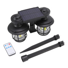 Lampă solară de perete cu cap dublu, cu clopoțel de vânt solar, decor exterior cu LED, cu panou solar mare, lumină puternică activată prin