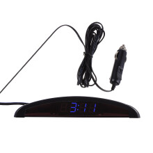 2Stk Fahrzeug Uhr Kunststoff Schwarz Digitalanzeige Thermometer
