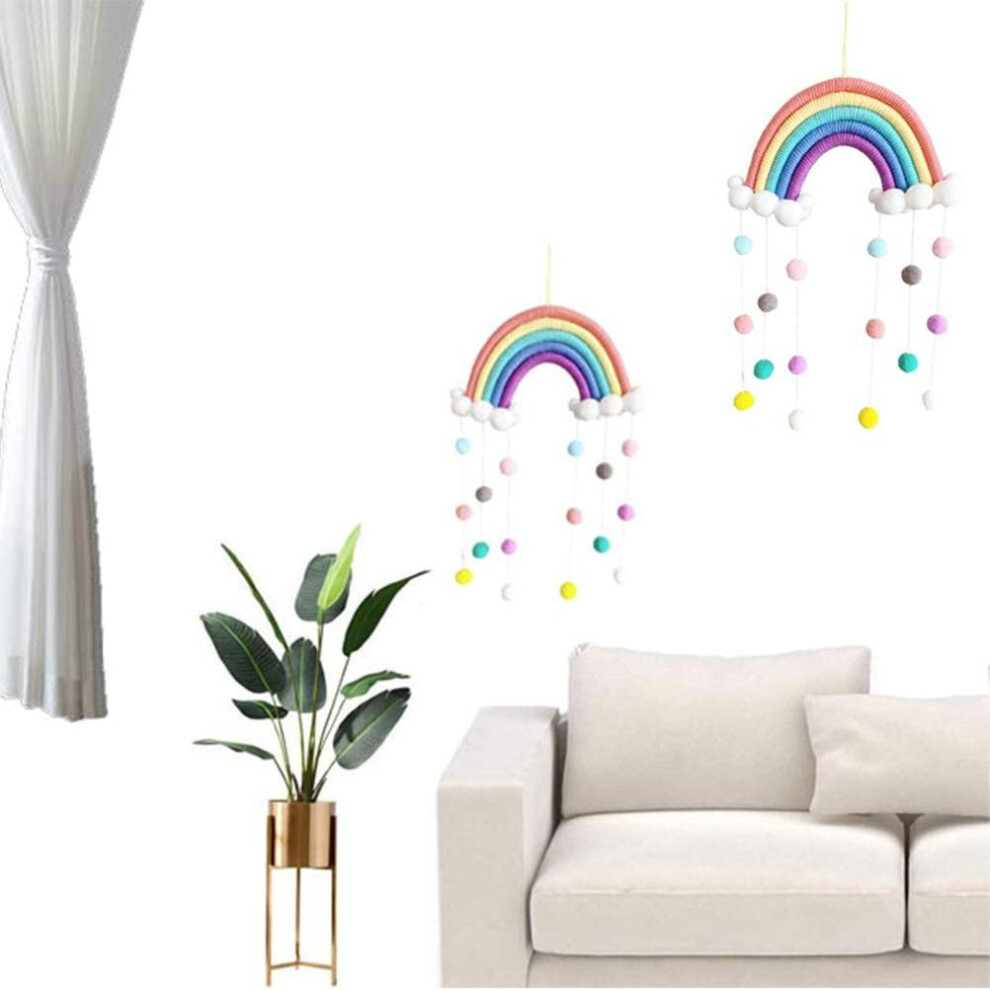 Baby Mobile Wind Chimes Hanging Clouds Raindrops Rainbow Tassels 23*36cm
