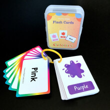 4 Set Kids Educational Flash Cards - Numbers, Alphabets, Colors & Shapes, 100 Cards