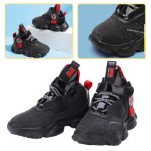 Kids Black Athletic Sneakers 32, Breathable Non-slip Lightweight Shoes