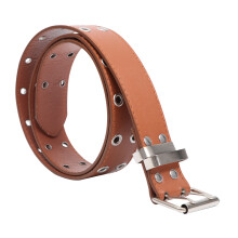 2Pièces Ceintures Double Rang De Trou En PU, Style Punk Unisexe