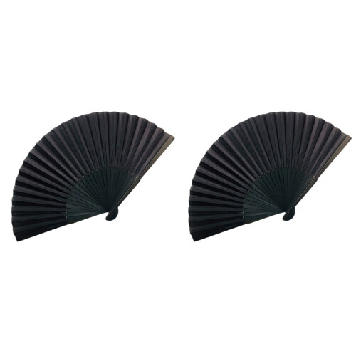 2Pièces Éventail Pliable Noir Sac De Transport 2