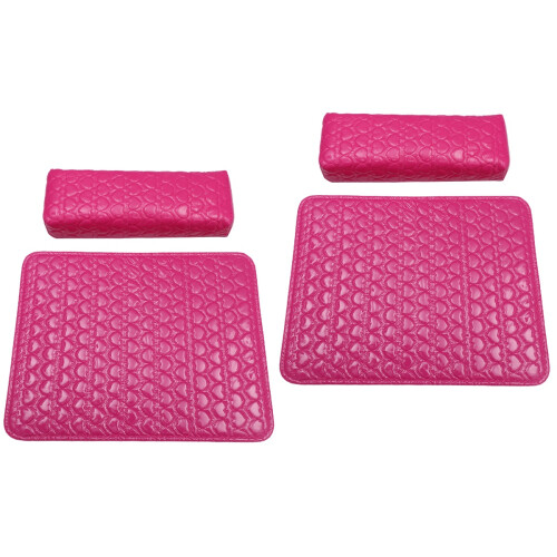 2Pièces Coussin Nail Salon Rosé PU Cuir, Support Main 2