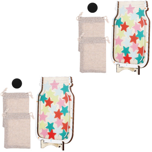 2Pièces Bocal Récompense Bois Multi Couleurs 2