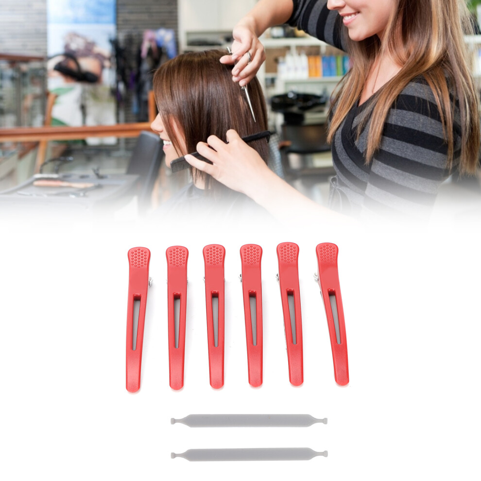 6PCS NonSlip Duckbill Hair Clips for Styling and Cutting, Red