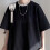 Μπλούζα με στρογγυλή λαιμόκοψη για άνδρες, oversized κοντομάνικη βαμβακερή μπλούζα 4