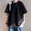 Μπλούζα με κοντό μανίκι για άνδρες, oversized βαμβακερό μπλουζάκι με στρογγυλή 5