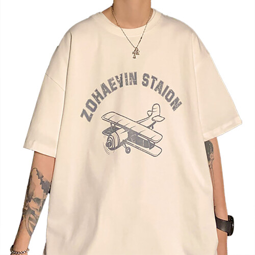 Γυναικείο μπλουζάκι με γραφικά, oversized casual τοπ με στάμπα γραμμάτων, απαλό και άνετο 1