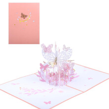 Robuste Pop-up-Karte mit 3D-Blumenmotiv, handgefertigte Schmetterlingsgrußkarte mit Gravuren und Farbdruck, unerwartetes Geschenk