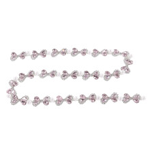 Crystal Chain Applique for Sewing and DIY Crafts, Shiny Leaf Shape Design Rhinestone Trim, Bling Shiny Crystal Bow Accent Made of Crystal Glass