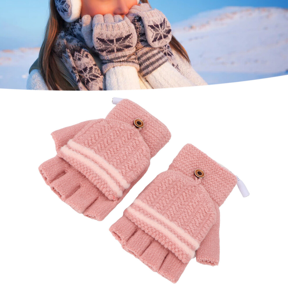 Pink Heated Mitten Gloves Usb Hand Warmers Double Sided Heating For Winter