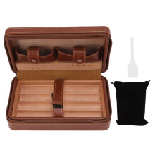 Elegant Leather Cigar Case Premium Travel Humidor with Accessories, Cedar Wood Lined Cigar Holder for Men Women, Portable Cigar Storage Box Including