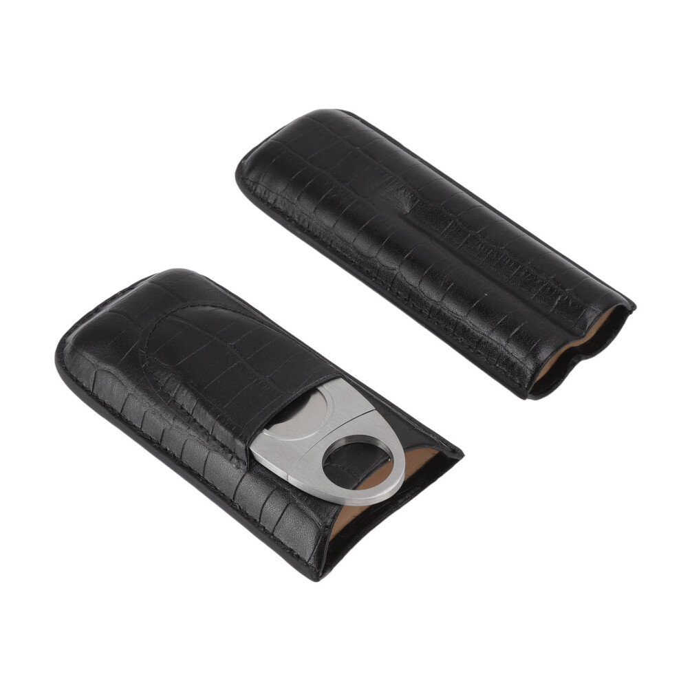 Luxurious Cigar Keeper, Genuine Leather Case with Premium Cutter, Ideal for Connoisseurs