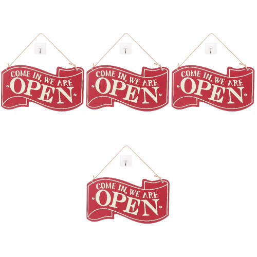 4Stk Rote Dekorative Türschilder Open Closed Langlebig 2