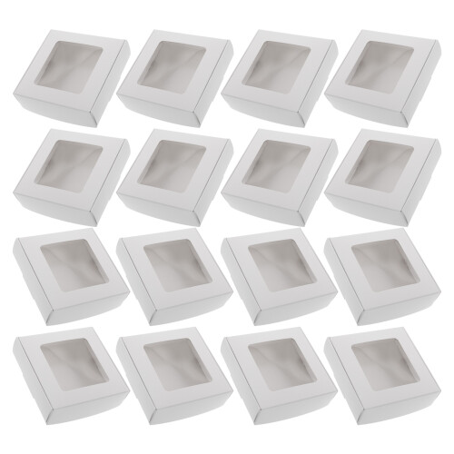 60Pcs Transparent Window Treat Boxes White Paper Macaron Packaging 1