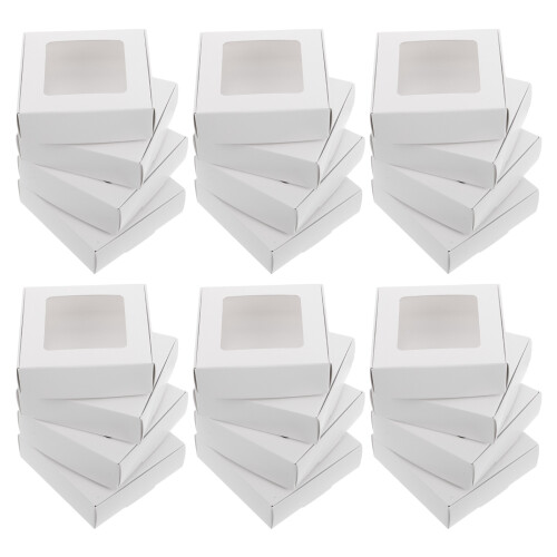 60Pcs Transparent Window Treat Boxes White Paper Macaron Packaging 2