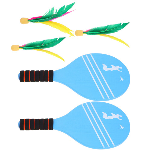 3Sets Kinder Badminton Set Holz Indoor Mit Shuttlecock Bunt 1