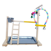 2Sets Vogelspielzeug Papageien Klettergerüst Stehständer Beige