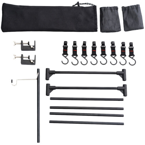 2Ensembles Crochet Aluminium Noir Rack Suspendu Mobile Pour Camping