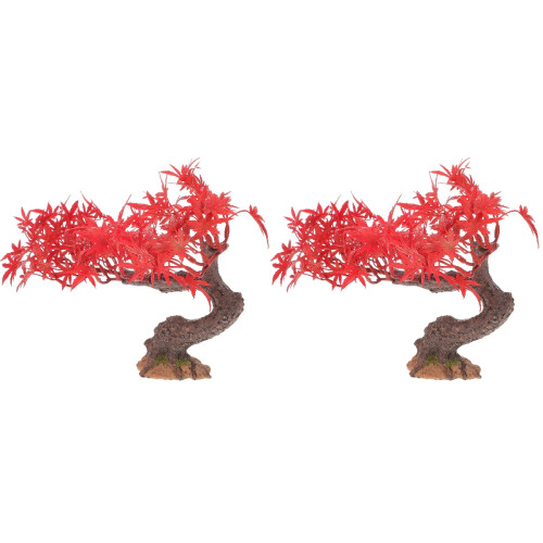 2Stk Rote Künstliche Dekobaum Baum Modell Für 1