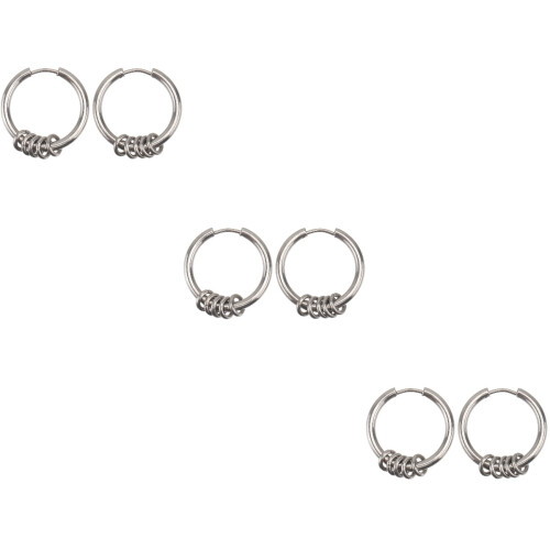 3Paires Boucles D'oreilles Argent Mode Élégante Cadeau Parfait 1