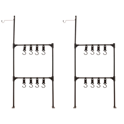2Ensembles Crochet Aluminium Noir Rack Suspendu Mobile Pour Camping 1