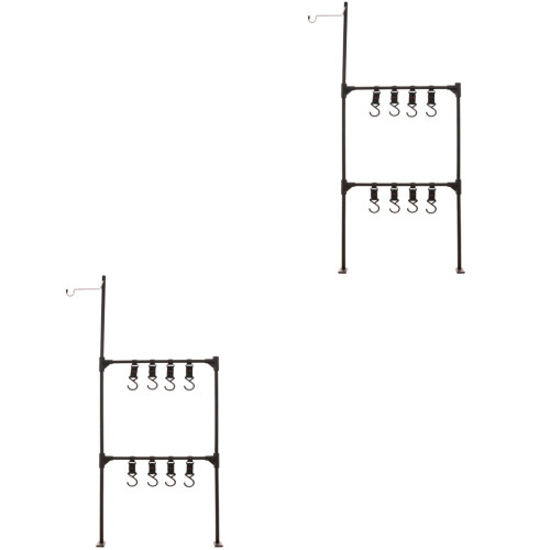 2Ensembles Crochet Aluminium Noir Rack Suspendu Mobile Pour Camping 2
