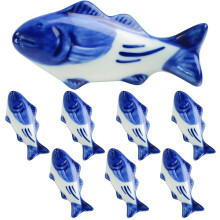 8Pièces Porte-Couverts Céramique Poisson Bleu Antidérapant Pour Table