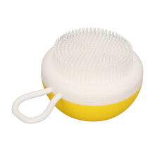 Spazzola per il bagno del pet in silicone con dispenser di shampoo, giallo, 7x4,5cm