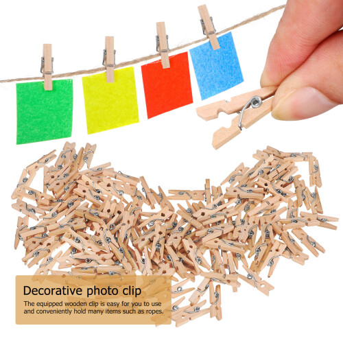 150Pièces Corde De Jute Beige Clips Bois DIY 2