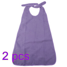 2Pcs Large Purple Adult Bibs Clothing Protector Washable Cloth
