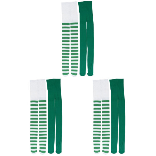 6Pièces Collants Stretch Vert Saint Patrick Rayures Et Imprimés 1
