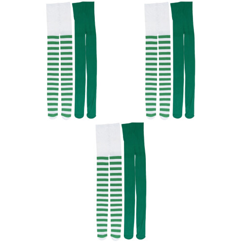 6Pièces Collants Stretch Vert Saint Patrick Rayures Et Imprimés 2