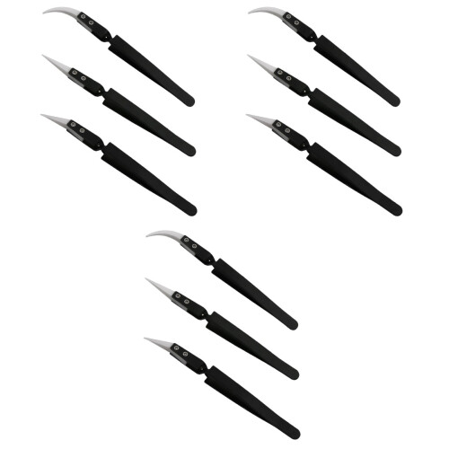 9Pièces Pince Céramique Droite Précise Noire Résistante Durable 2