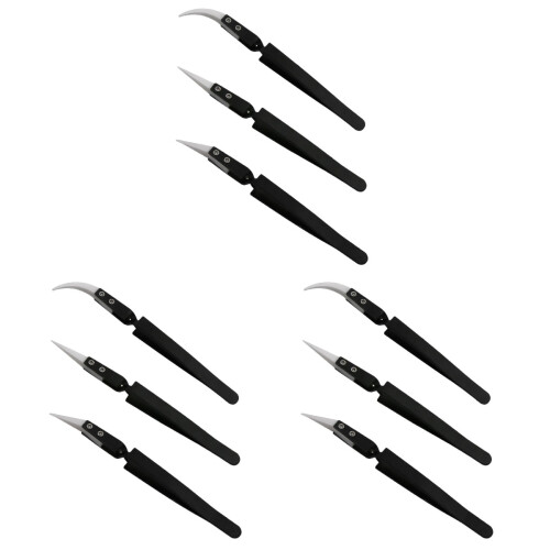 9Pièces Pince Céramique Droite Précise Noire Résistante Durable 1