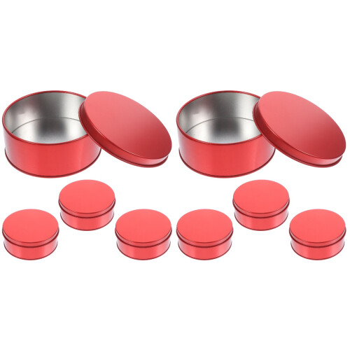 8Pièces Boîtes À Biscuits Rouges Couvercles En Acier Reinforced 1