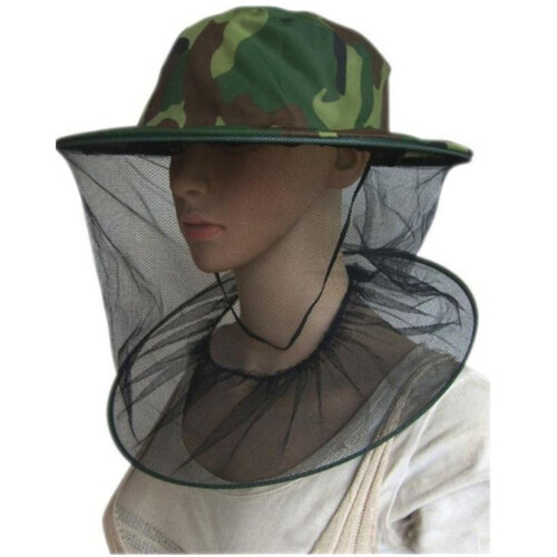2Pcs Beekeeper Face Protector Hat Green Mesh Net with Adjustable Strap 1