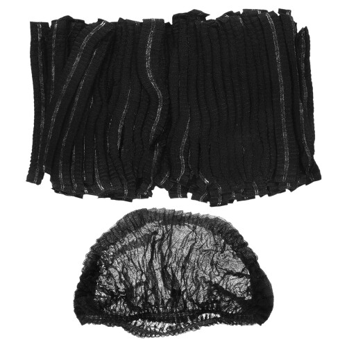200Pièces Bonnet Champignon Jetable Noir Élastique Non