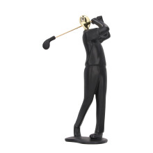 Decoração para casa, estatueta de golfista em resina com base antiderrapante e cores vibrantes, estátua de golfista em preto fosco para qualquer