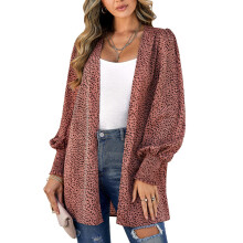 Cardigã leve, aberto na frente, manga comprida, modelagem solta, em crochê, estilo casa de verão, suéter casual feminino em tricô respirável