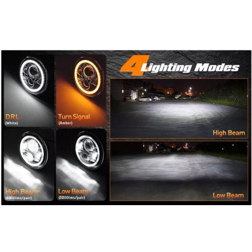 Προβολέας LED 7", Plug and Play & Υψηλής Απόδοσης LED Chip Διπλής Δέσμης Angel Eyes Προβολείς LED για 1
