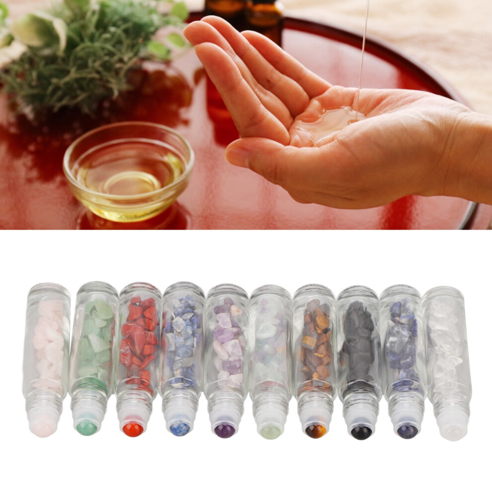 10PCS Transparent 10ml Jade Roller Ball Bottles with Bamboo Lids