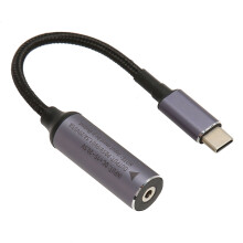 Cabo de carregamento USB Tipo C macho com entrada DC3.0mm x 1.1mm e chip de identificação automática PD, 100W Power Delivery, trançado em nylon e