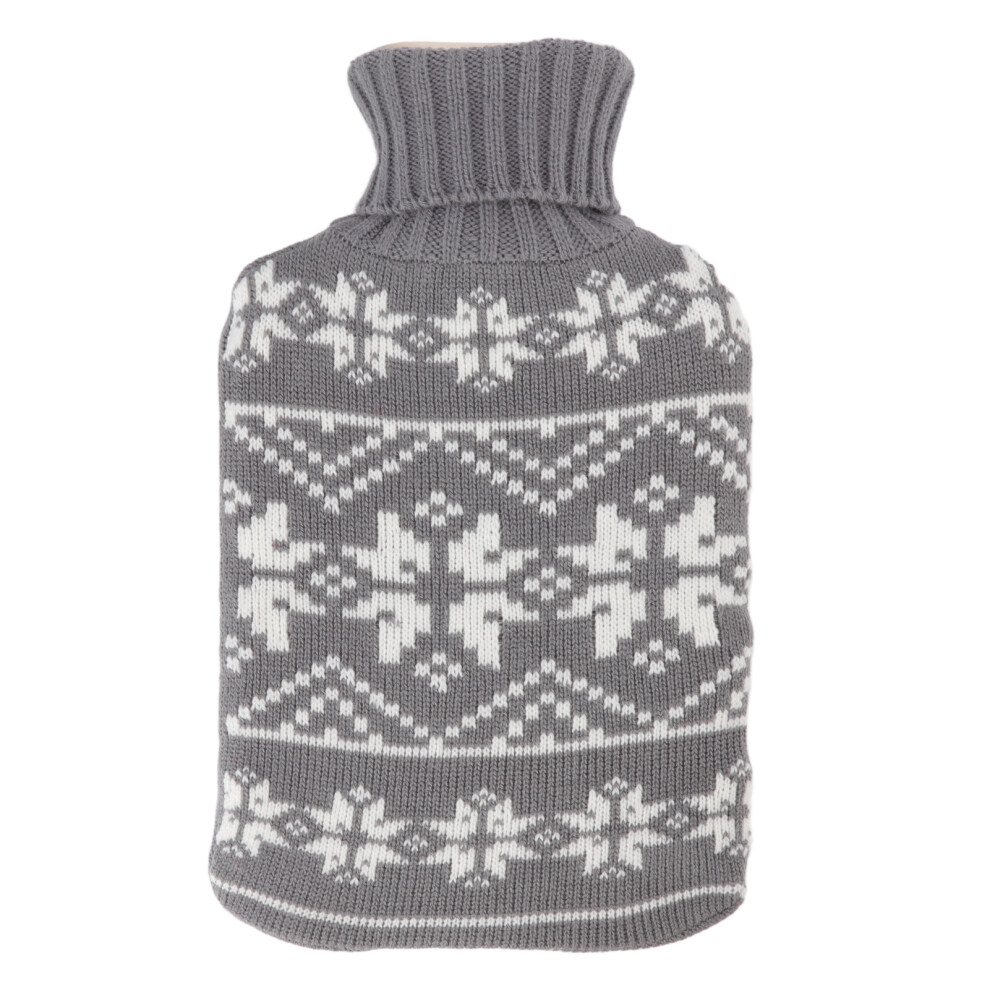 Wide Nozzle Rubber Hot Water Bottle 2L with Cozy Knitting Cover