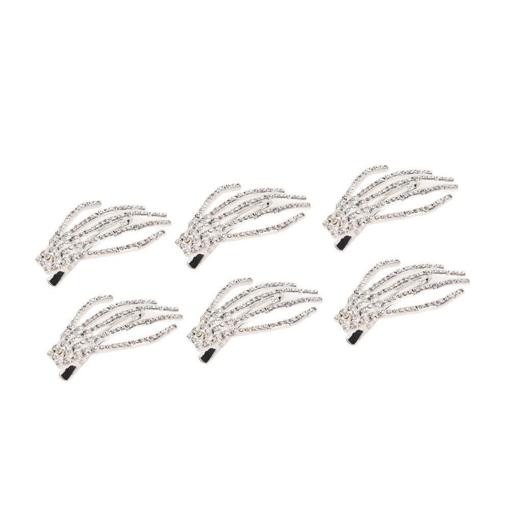 Silver Skeleton Hand Hair Clip Punk Rock Rhinestone Bone Hair Barrette
